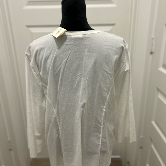 J Jill White Eyelet Lace Button Up Top Blouse Cotton XL NWT Cotton Cottagecore - Picture 7 of 13